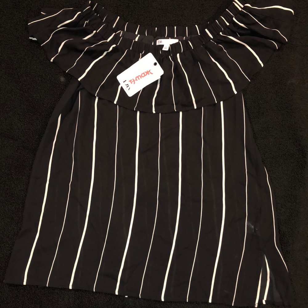 Off The Shoulder Black and White Blouse